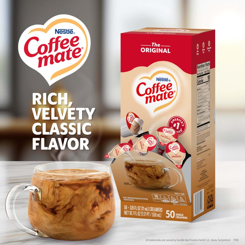 Coffee Mate Nestle Coffee mate Coffee Creamer, Original, Liquid Creamer Singles, Non Dairy, No Refrigeration, 0.375 fl oz Tubs (Pack of 200) - Image 2